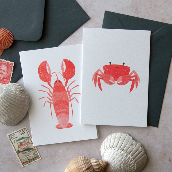 Risograph Printed Crab - Cute Little Card