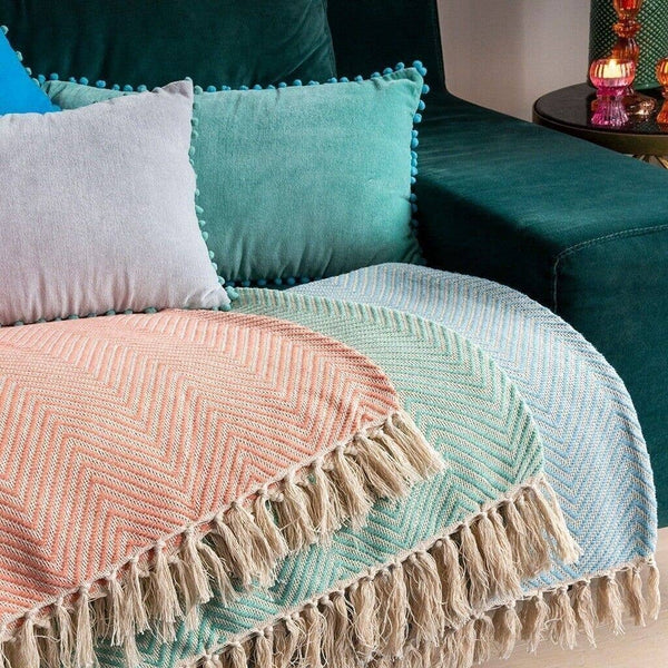 Large Herringbone Throw (225 X 150 cm) - Coral