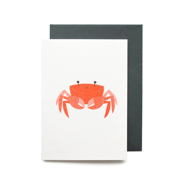 Risograph Printed Crab - Cute Little Card