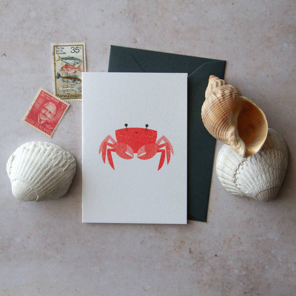 Risograph Printed Crab - Cute Little Card