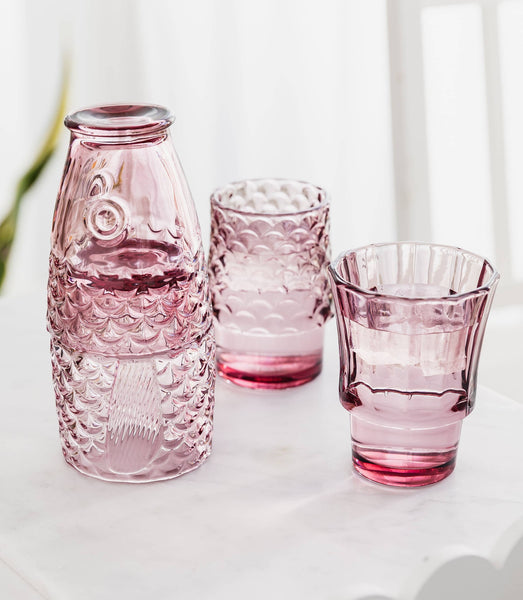 Fish Stacking Drinking Glass - Set of 4 - Blue or Pink
