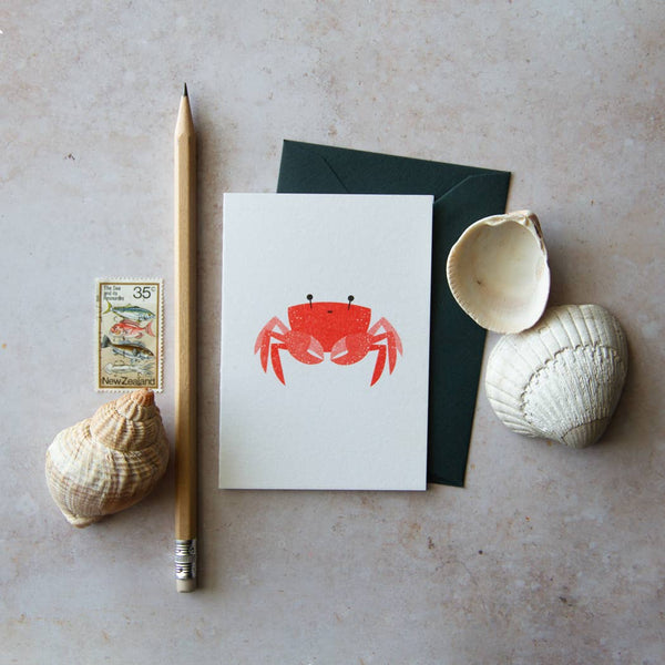 Risograph Printed Crab - Cute Little Card