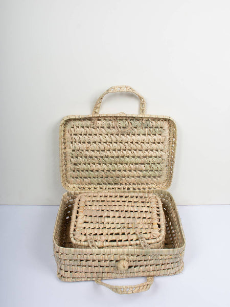 Woven Suitcases, Set of 2