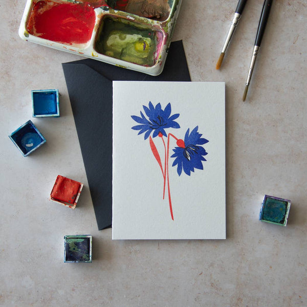 Classic Cornflower Floral Mini Card