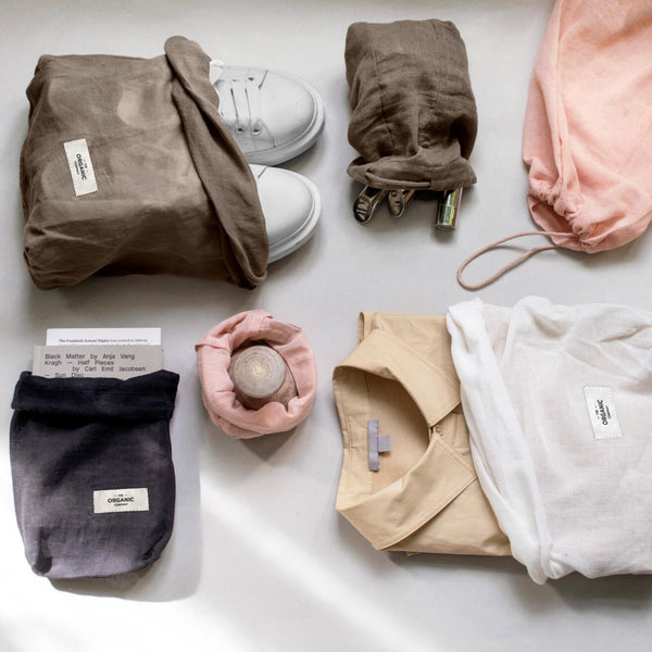 Photo shows organic all purpose bags in use with various clothing items in them