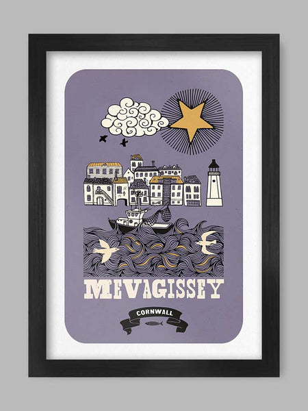 Mevagissey Retro - Poster Print