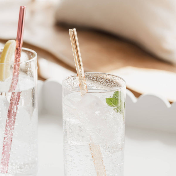 Twist Glass Coloured Straws - Set of 4