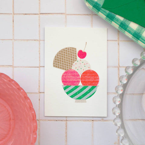 Cute Ice Cream Sundae, Sweet Treat Mini Foodie Greeting Card