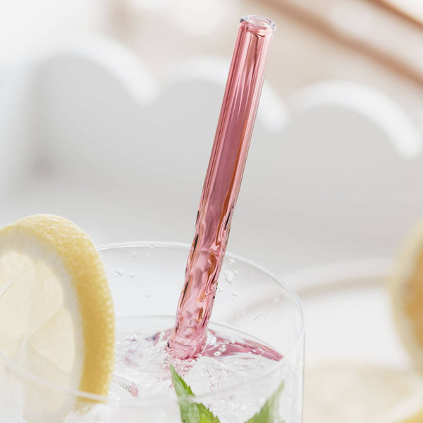 Twist Glass Coloured Straws - Set of 4