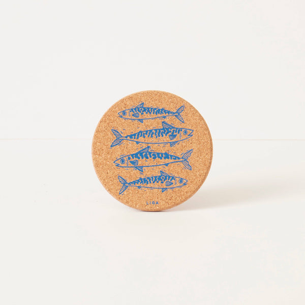 Cork Coaster - Mackerel Blue