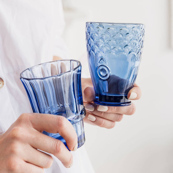 Fish Stacking Drinking Glass - Set of 4 - Blue or Pink