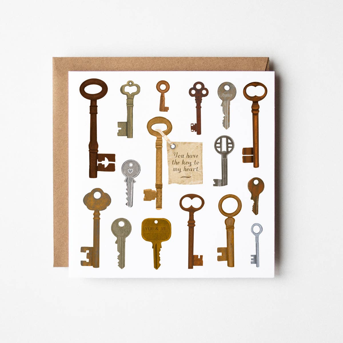 Key to my Heart - blank greetings card