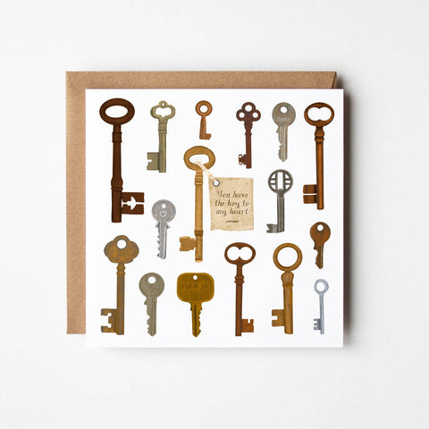 Key to my Heart - blank greetings card