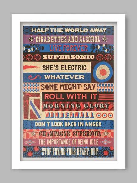 Definitely Glory - Oasis Typographic Music Poster Print