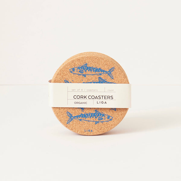 Cork Coaster - Mackerel Blue