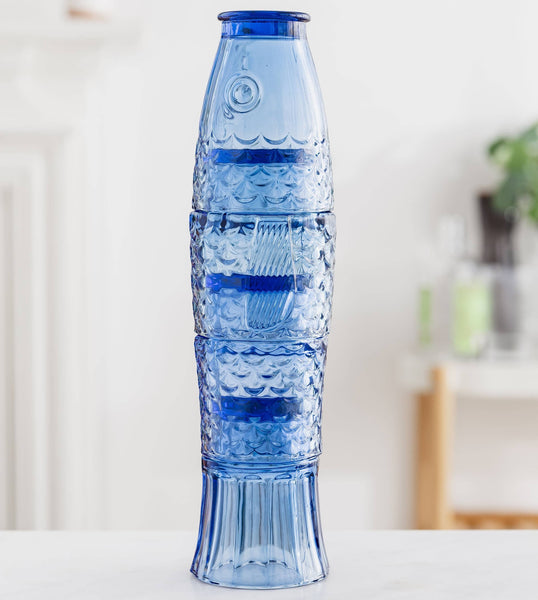 Fish Stacking Drinking Glass - Set of 4 - Blue or Pink