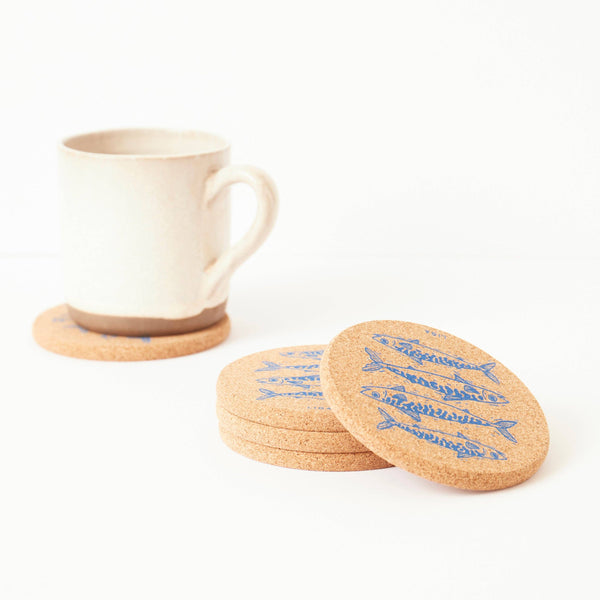 Cork Coaster - Mackerel Blue