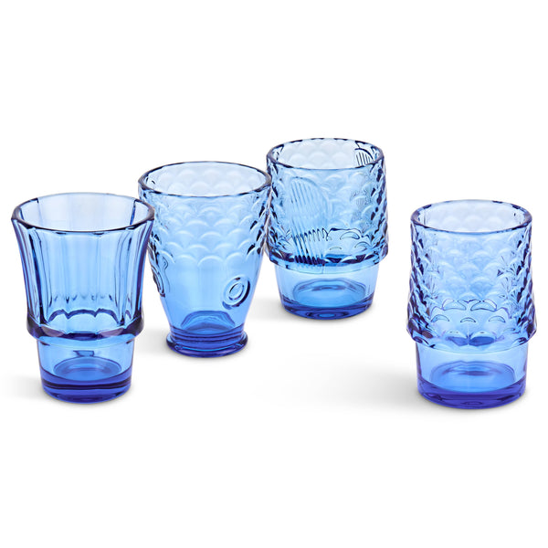 Fish Stacking Drinking Glass - Set of 4 - Blue or Pink