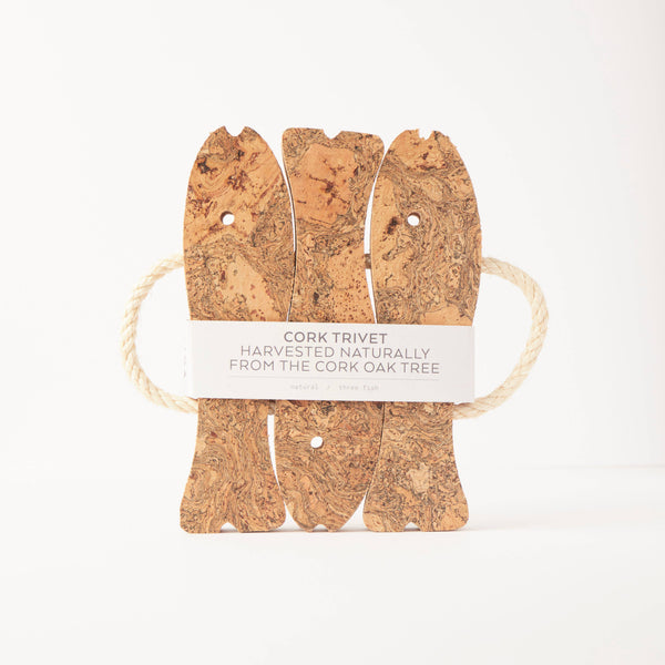 Natural Cork 3 Fish Trivet