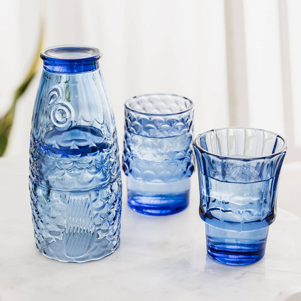 Fish Stacking Drinking Glass - Set of 4 - Blue or Pink