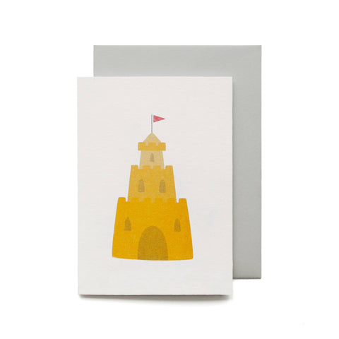 Risograph Printed Sandcastle - Cute Beach Birthday Card
