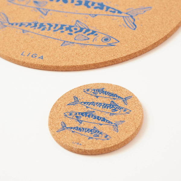 Cork Coaster - Mackerel Blue