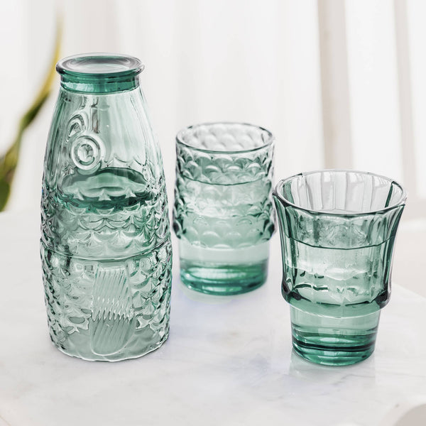Fish Stacking Drinking Glass - Set of 4 - Green
