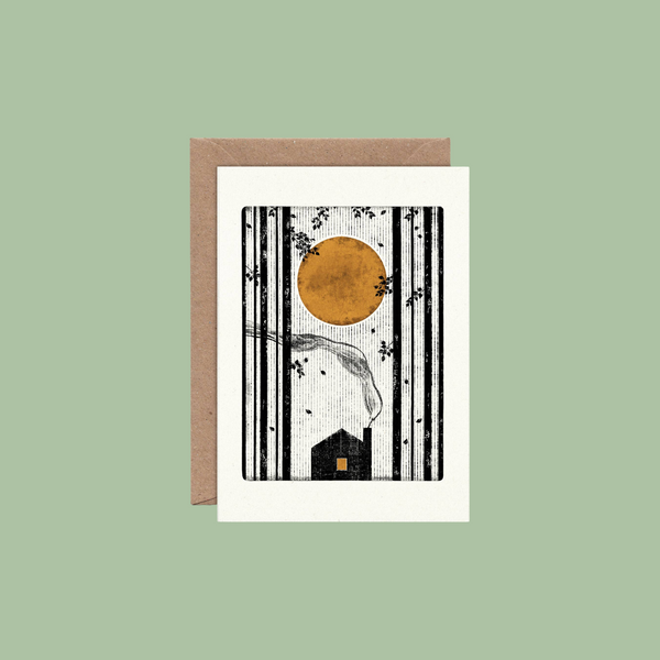 Smoky Cabin Individual Card (A6) Forest Fairytale New Home