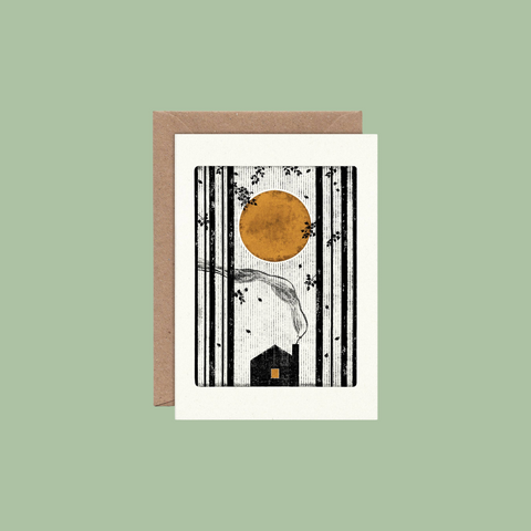 Smoky Cabin Individual Card (A6) Forest Fairytale New Home