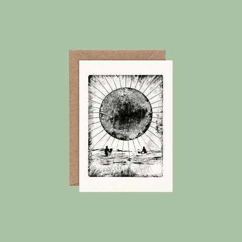 Under the Sun Individual Card (A6) Surfing Surf Sunset BW