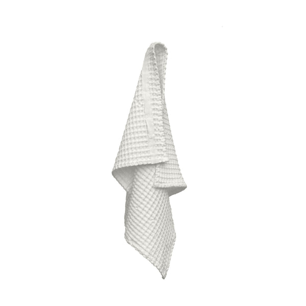 Photo shows big waffle hand towel in white